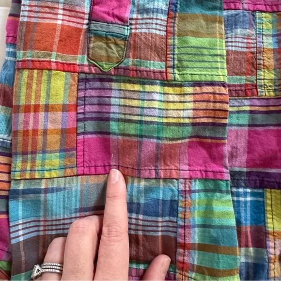 Polo Ralph Lauren Classic Fit Patchwork Madras Camp Shirt 100% Cotton Medium - Picture 13 of 14